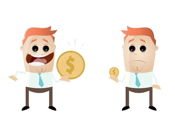 Businessmen comparing their earnings dollars — Stock Vector