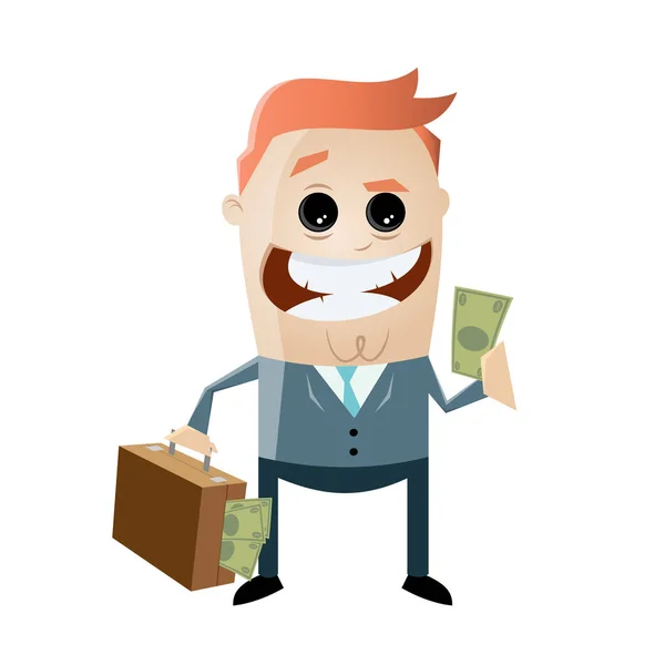 Διεφθαρμένος επιχειρηματίας με χρήματα στην τσάντα του — Διανυσματικό Αρχείο