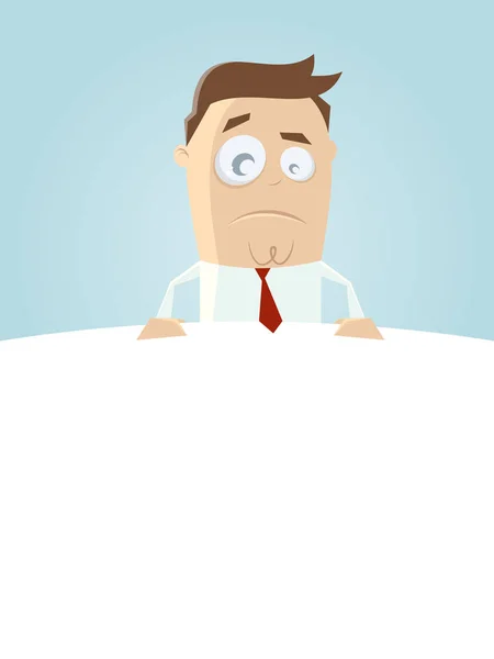 Skeptical businessman on top of empty space — Stock Vector