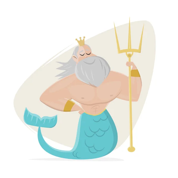 Poseidon Clipart Neptune Rajzfilm — Stock Vector