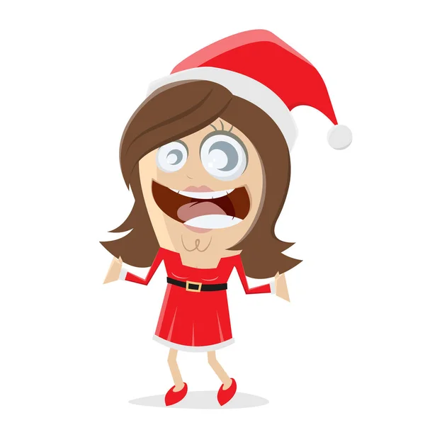 Happy Christmas Woman Santa Claus Costume — Stock Vector