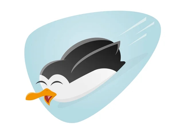 Funny Clipart Sliding Penguin — Stock Vector