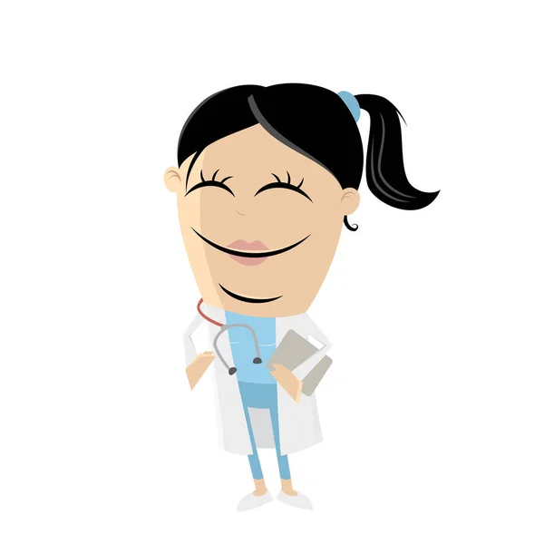 Clipart Engraçado Médico Feminino — Vetor de Stock