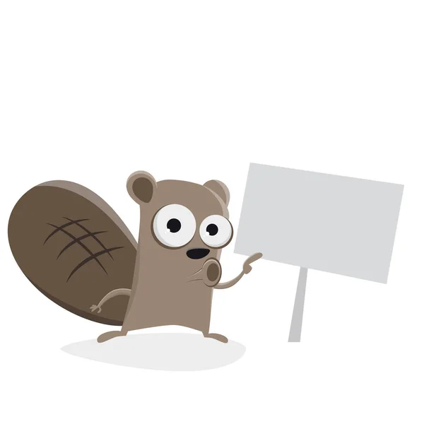 Funny Beaver Pointing Sign Clipart — Stock Vector