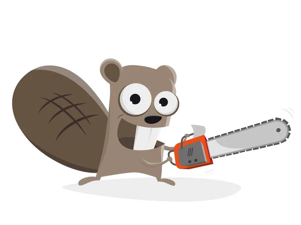 Beaver Chainsaw Clipart — Stock Vector