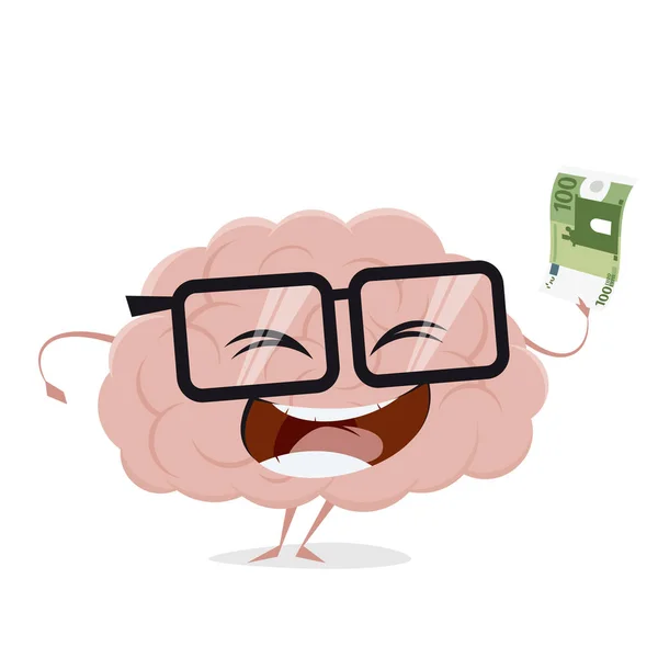 Lustiges Gehirn Mit Geldschein — Stockvektor