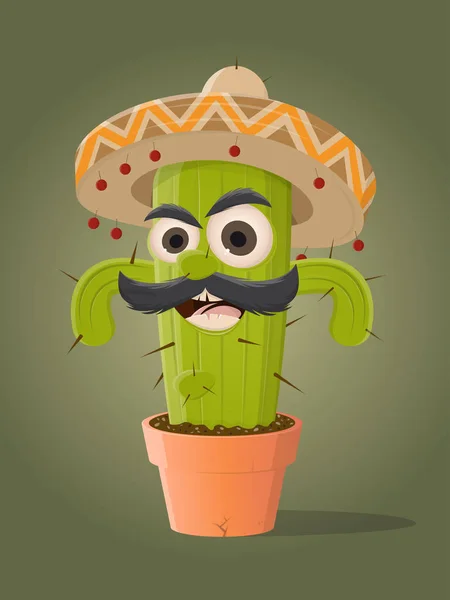 Funny Mexican Cactus Clipart — Stock Vector