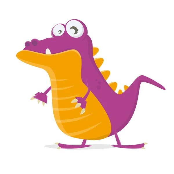 Divertido Caricatura Dinosaurio Clipart — Archivo Imágenes Vectoriales