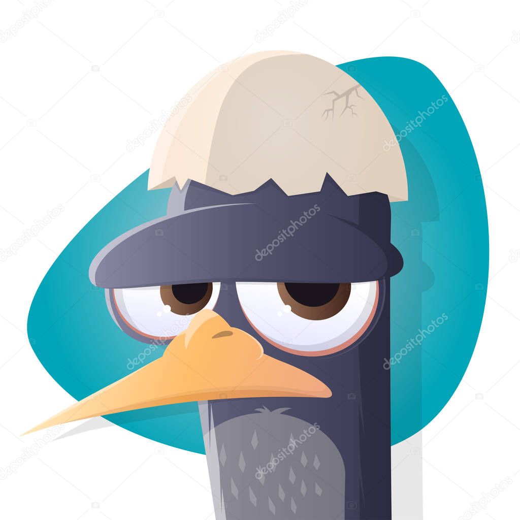 grumpy bird with egg hat