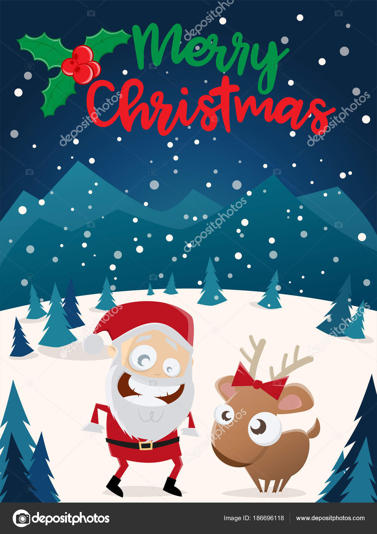 Clipart Santa Claus Sleigh Reindeer Merry Christmas Santa