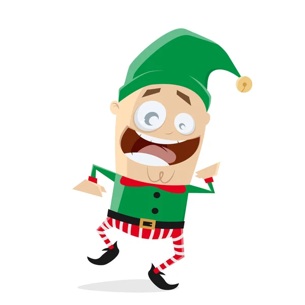 Gelukkig Dansende Kerst Elf Clipart — Stockvector