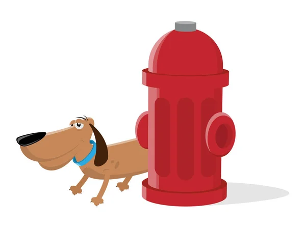 Dog Peeing Fire Hydrant Clipart — Stock Vector