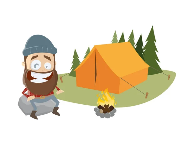 Camping Outdoor Mann Clipart — Stockvektor