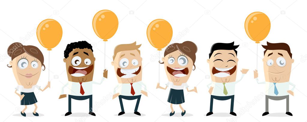 happy business team with balloons