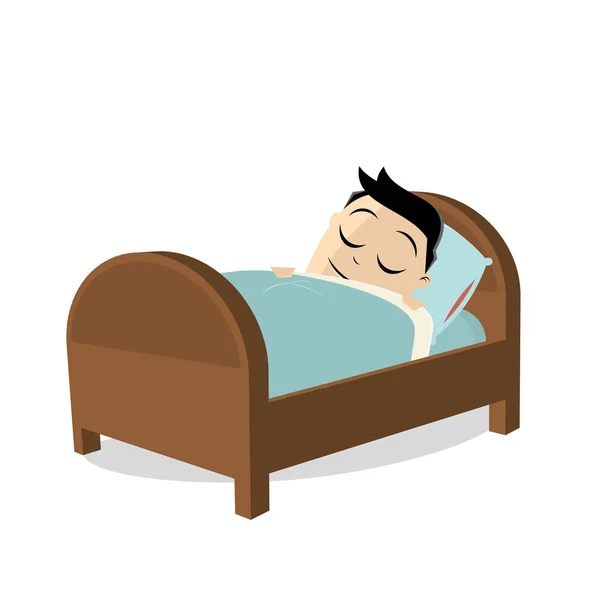 Hombre Cansado Durmiendo Cama — Vector de stock