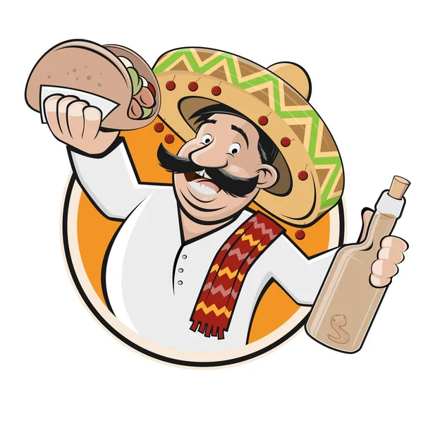 Divertido Restaurante Mexicano Signo Comida — Vector de stock