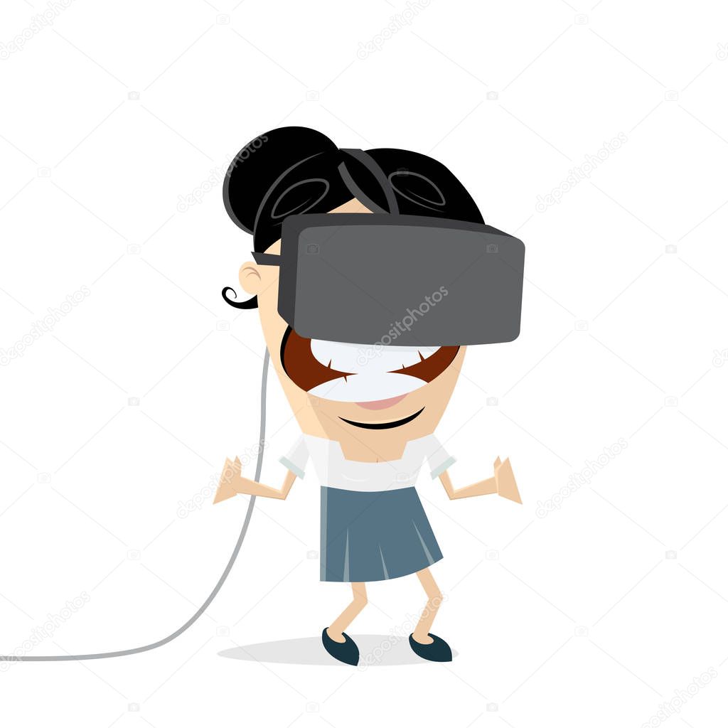 happy woman with vr glasses