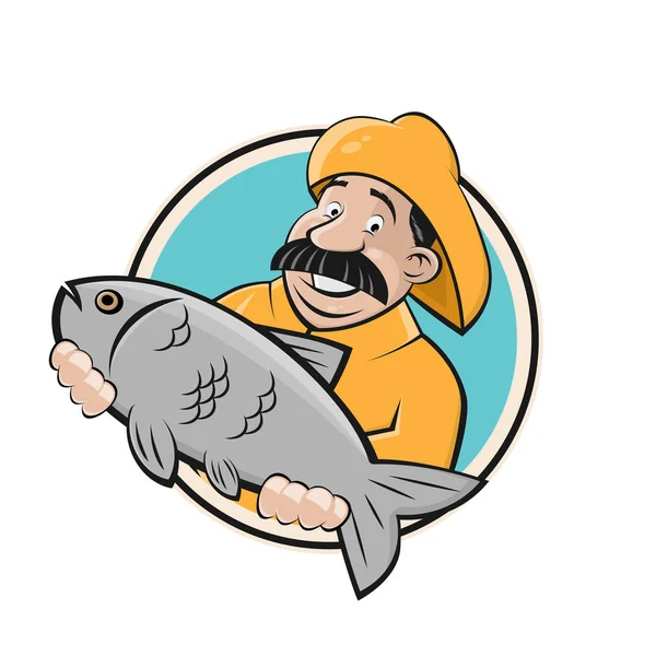 Fisherman Big Fish Sign — Stock Vector