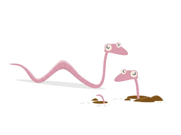 Funny Cartoon Earthworm Couple — Stock Vector