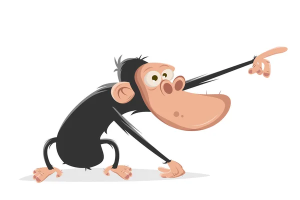 Funny Cartoon Ape Pointing Something Important — Stock Vector