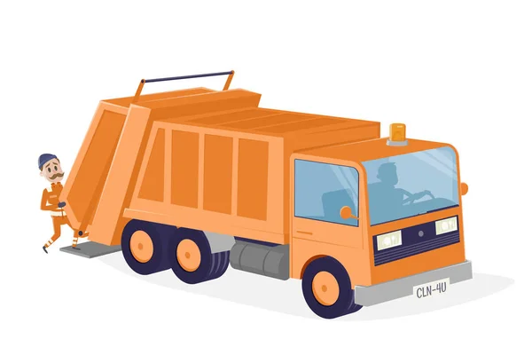 Funny Cartoon Illustration Garbage Disposal Car — Stock Vector
