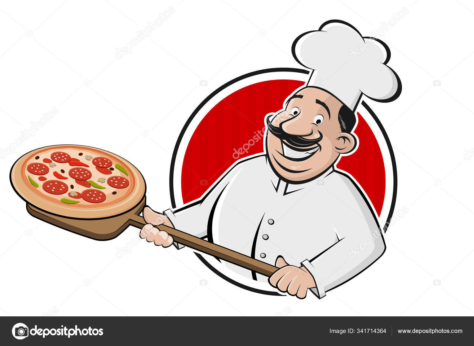 Cartoon Pizza Logo Serving Chef Stock Vector by ©shockfactor.de 341714364