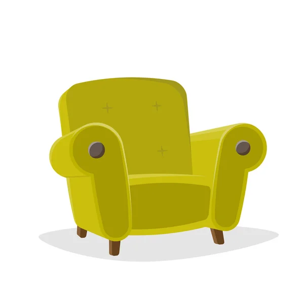 Ретро Мультфильм Иллюстрация Зеленого Кресла — стоковый вектор