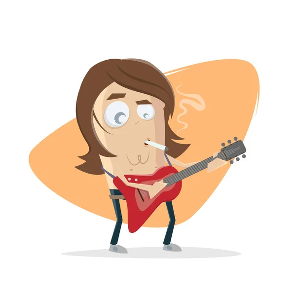 Divertida Ilustración Dibujos Animados Guitarrista — Vector de stock