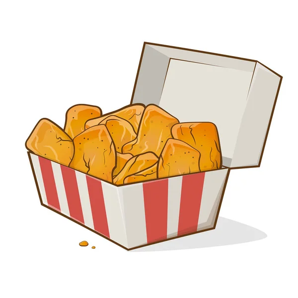 Cartoon Illustration Von Chicken Nuggets Einer Schachtel — Stockvektor