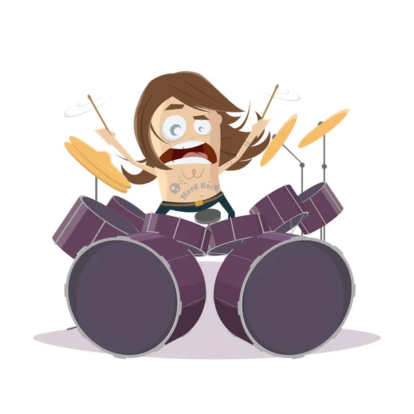 Lustige Vektorillustration Eines Cartoon Schlagzeugers — Stockvektor