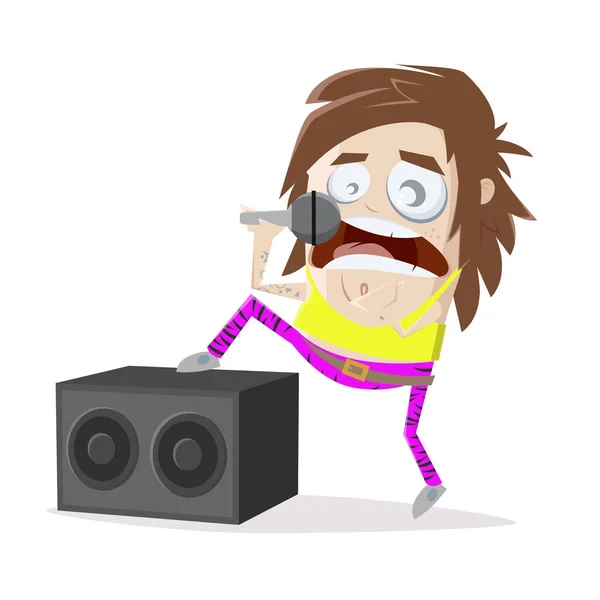 Funny Cartoon Rockstar Vector Illustration — Stock Vector