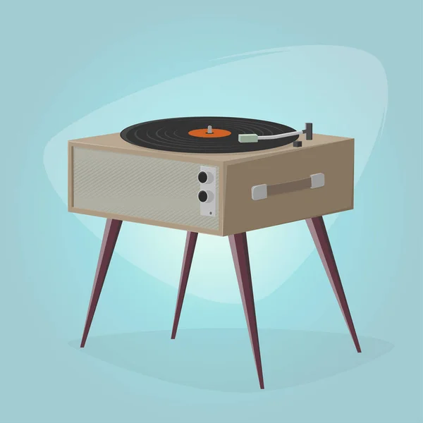 Retro Cartoon Illustration Record Player — Stock Vector