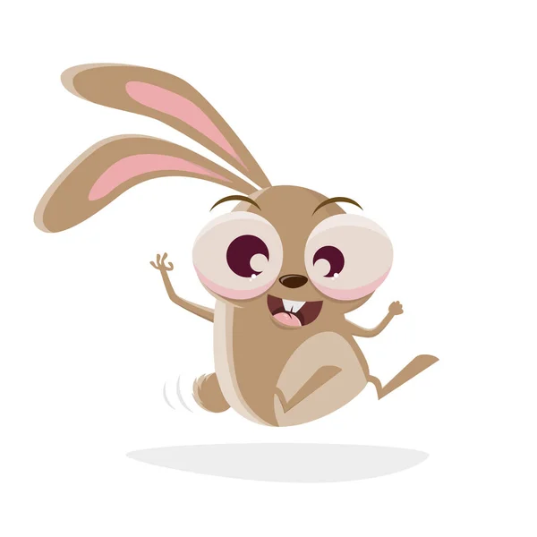 Funny Cartoon Illustration Crazy Rabbit Happy Hopping — Stock Vector