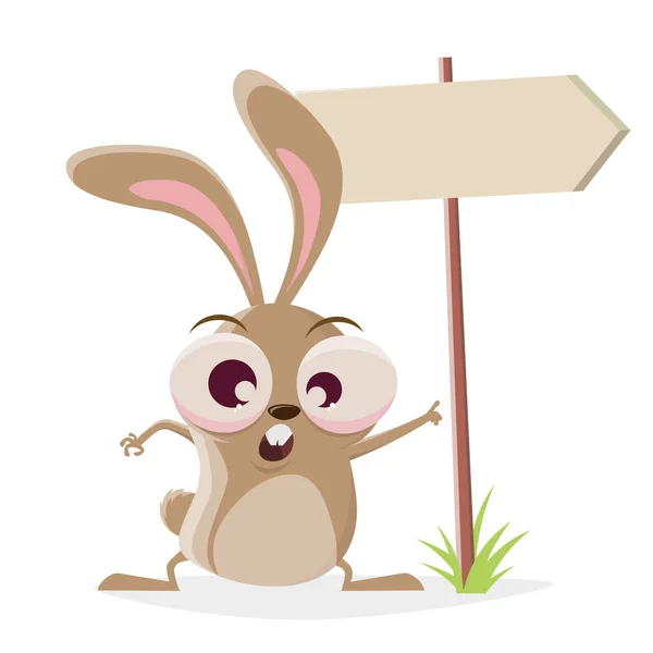 Lustige Cartoon Illustration Eines Verrückten Hasen Mit Wichtigen Zeichen — Stockvektor