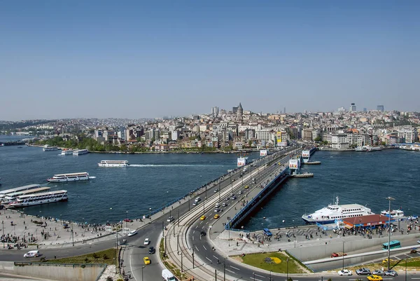 Isztambul Törökország 2006 Április Galata Bridge Napsütéses Napon — Stock Fotó