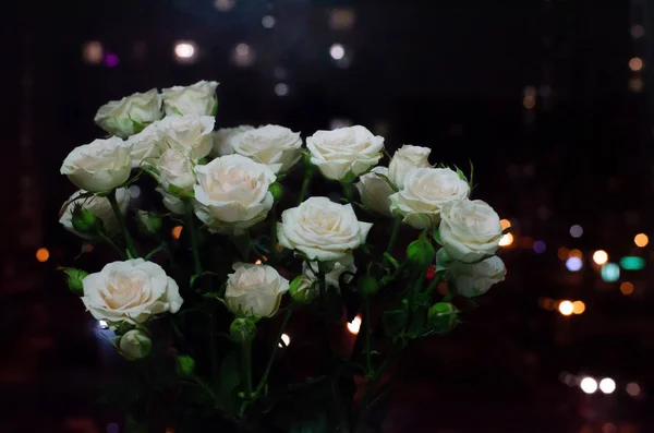 Joli Bouquet Sur Fond Sombre Composition Élégante Des Roses Vue — Photo