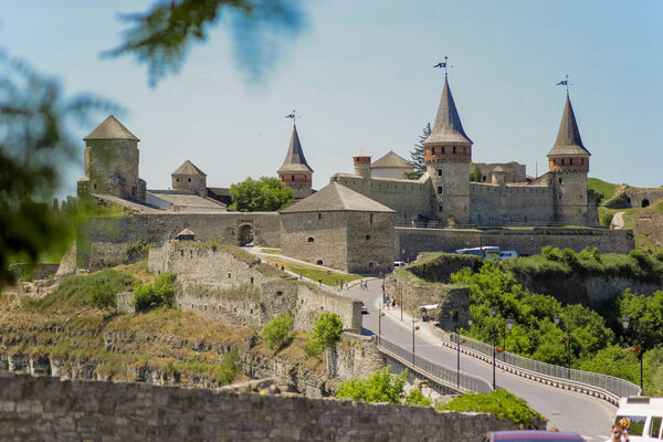 Kamyanets-Podilskyi, Ukraine. Castle view in Kamyanets-Podilskyi