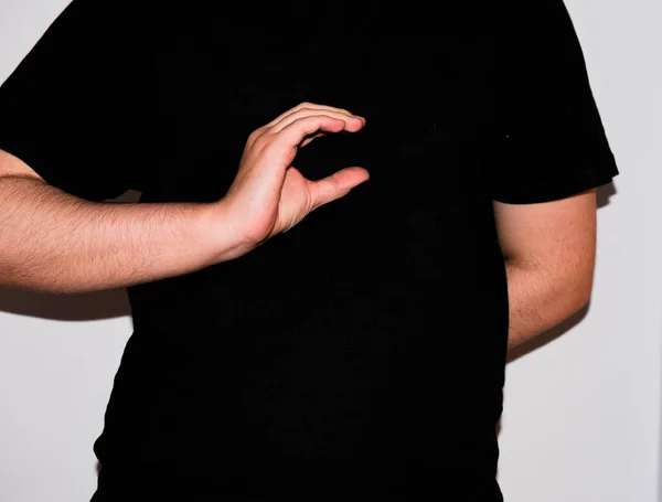 Young sign-language interpreter, showing a C in American Sign Language — 스톡 사진