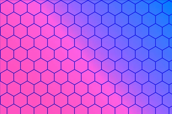 Sechseckiger Hintergrund mit einem Farbverlauf zwischen blau und rosa — Stockfoto
