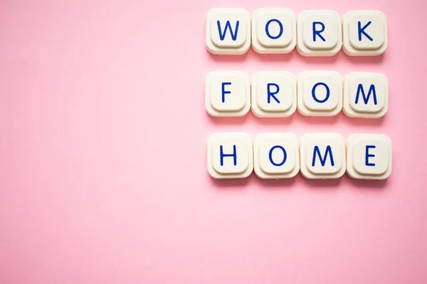 Work Form Home Message Made Letter Game Blocks Pale Pink — Stock Photo, Image