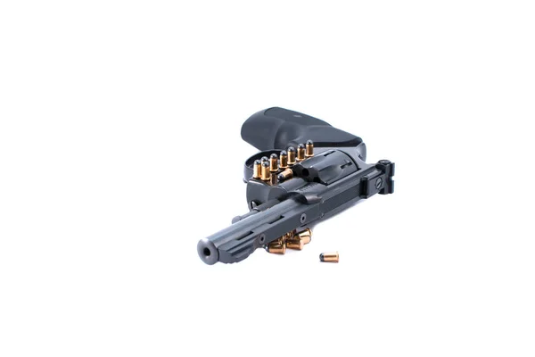 Fekete pisztoly pisztoly revolver elszigetelt fehér background — Stock Fotó