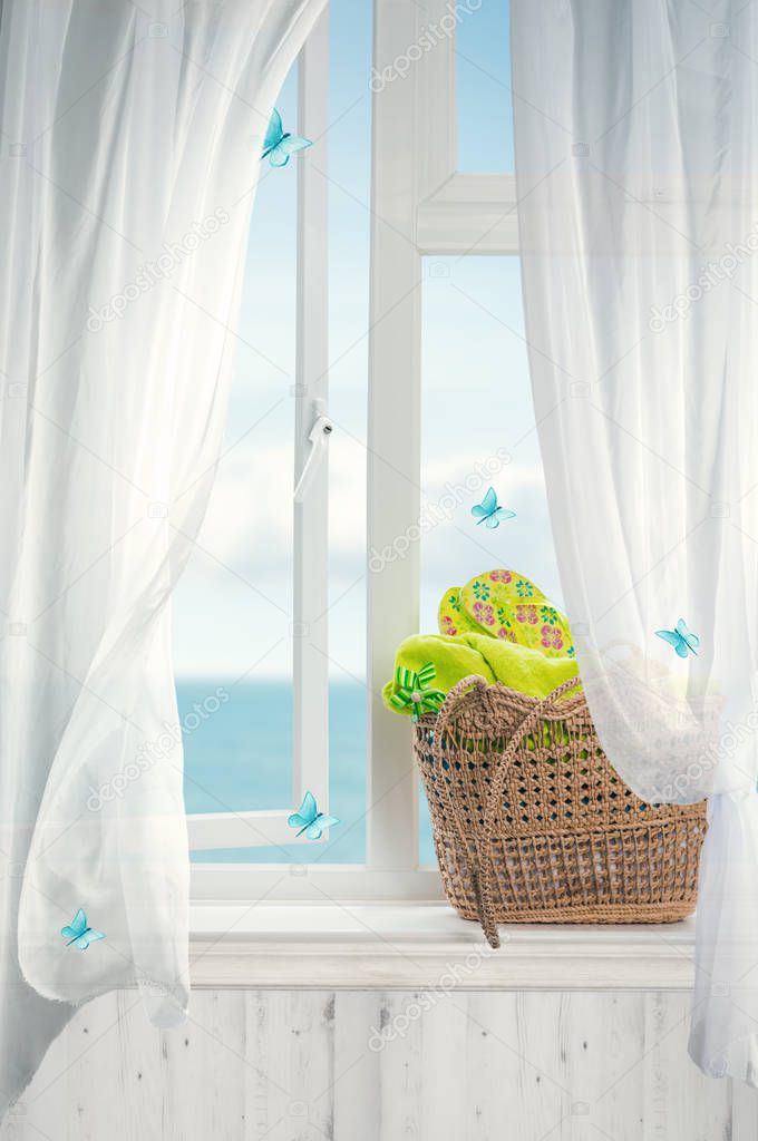 Beach Basket In Window