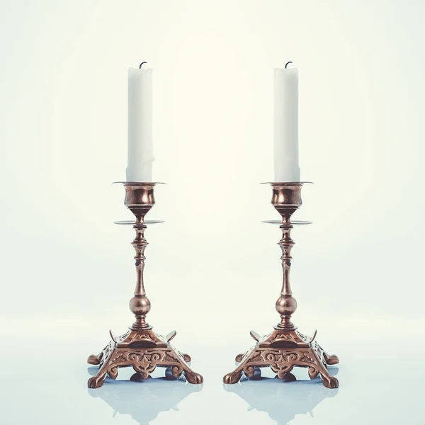Pair Of Brass Candlesticks — Stock Photo, Image