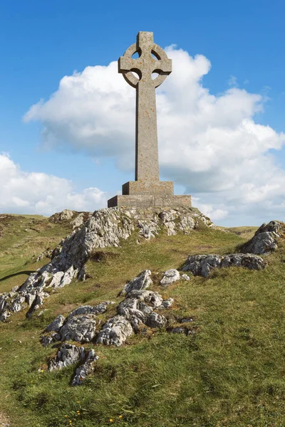 Keltisch kruis, Anglesey in Noord-Wales, Verenigd Koninkrijk — Stockfoto