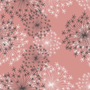 Dikişsiz karahindiba desen, elle çizilmiş bitki ve tohum ile vektör sorunsuz arka plan