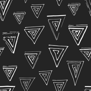 Arka kesintisiz geometrik plan ile scuffed, üçgenler, spreyler. Grunge desen. 