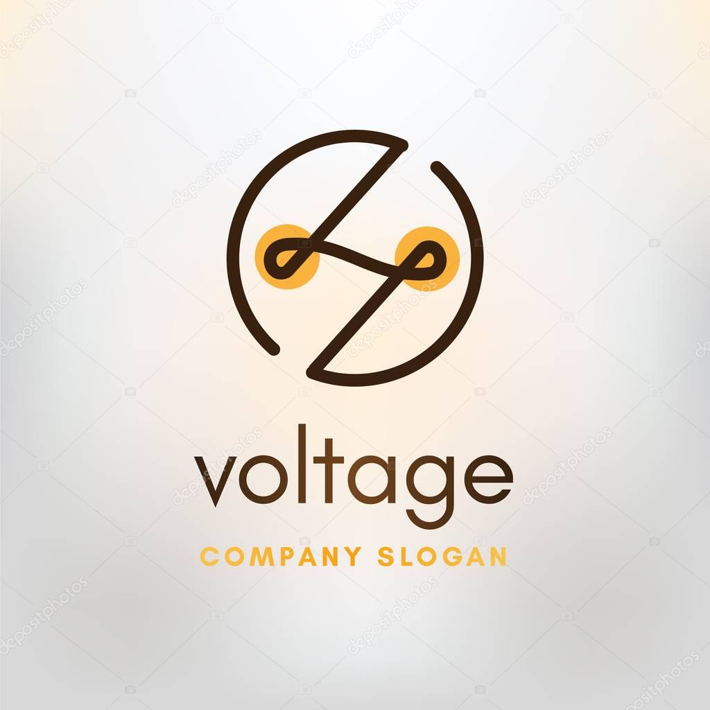 Voltage logo for company. Stylized power socket. Line style