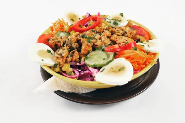 Diet Salad Chicken Meat Diet Salad Lots Proteins Vitamins Very — Stock Photo, Image