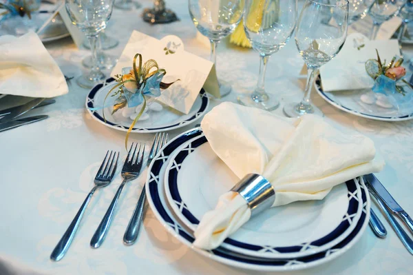 Mesa Recepção Arranjo Para Eventos Especiais Arranjo Mesa Jantar Casamento — Fotografia de Stock