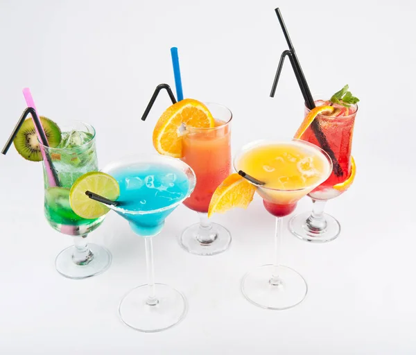 Alcoholic cocktails. Alcoholic fresh cocktails isolated on the white background.